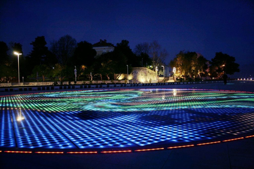 Instalación de luz en Zadar, Croacia