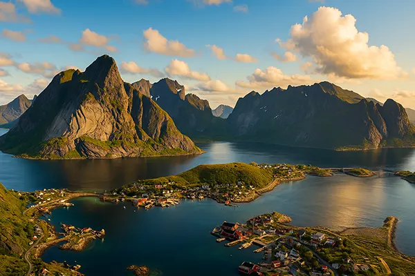 Lofoten village sunset